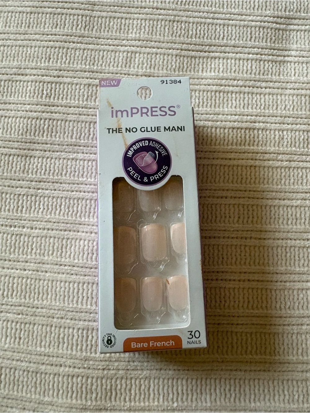 Kiss Bare French Press-On Nails - Nude Pink & White